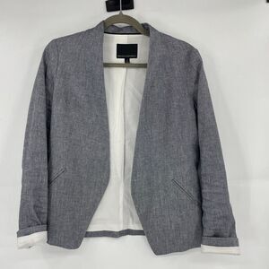 Banana Republic Blazer Jacket Womens 4 Heather Gray Lined Linen Long Sleeve